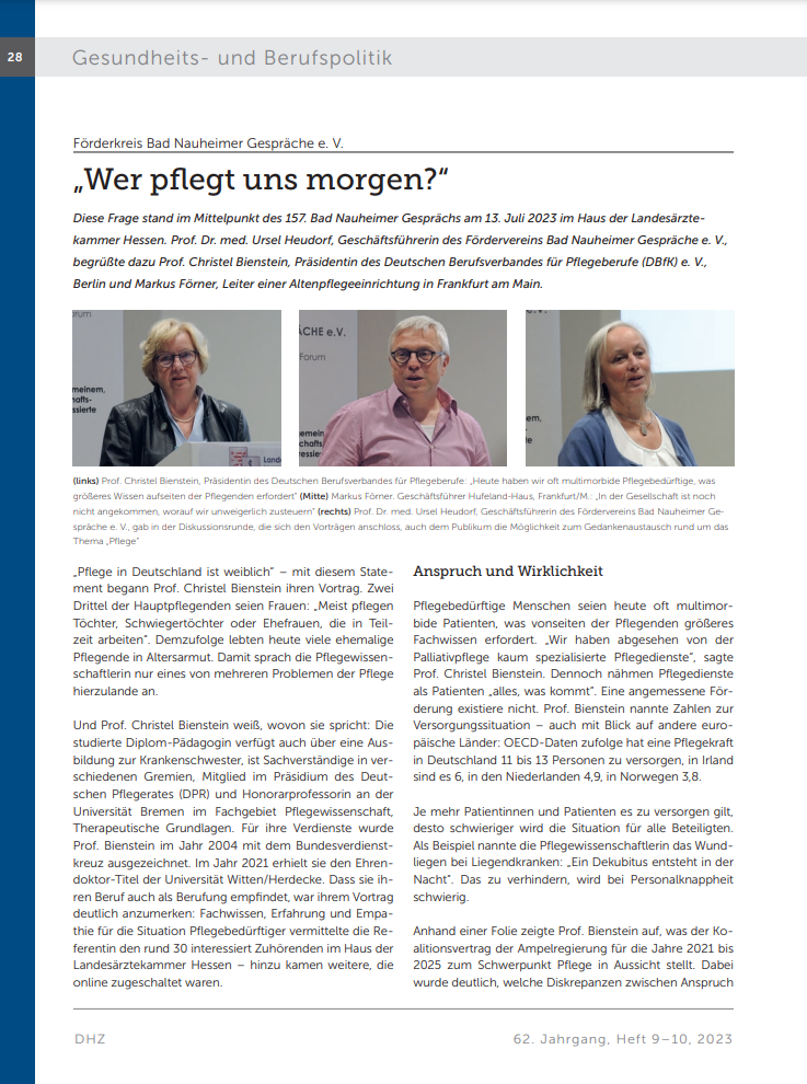 Wer pflegt und morgen?