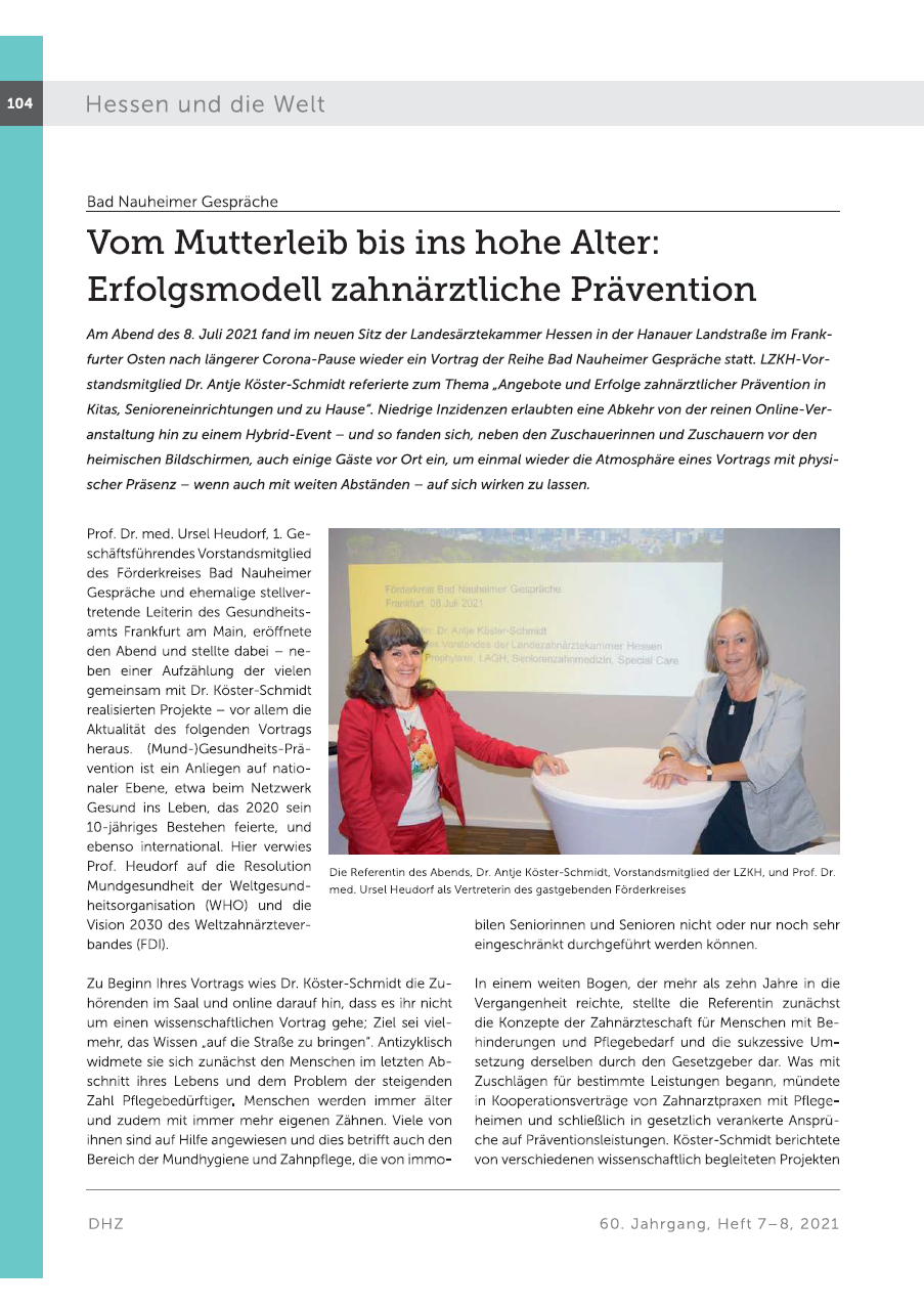 Vom Mutterleib bis ins hohe Alter: Erfolgsmodell zahnärztlicher Präventation