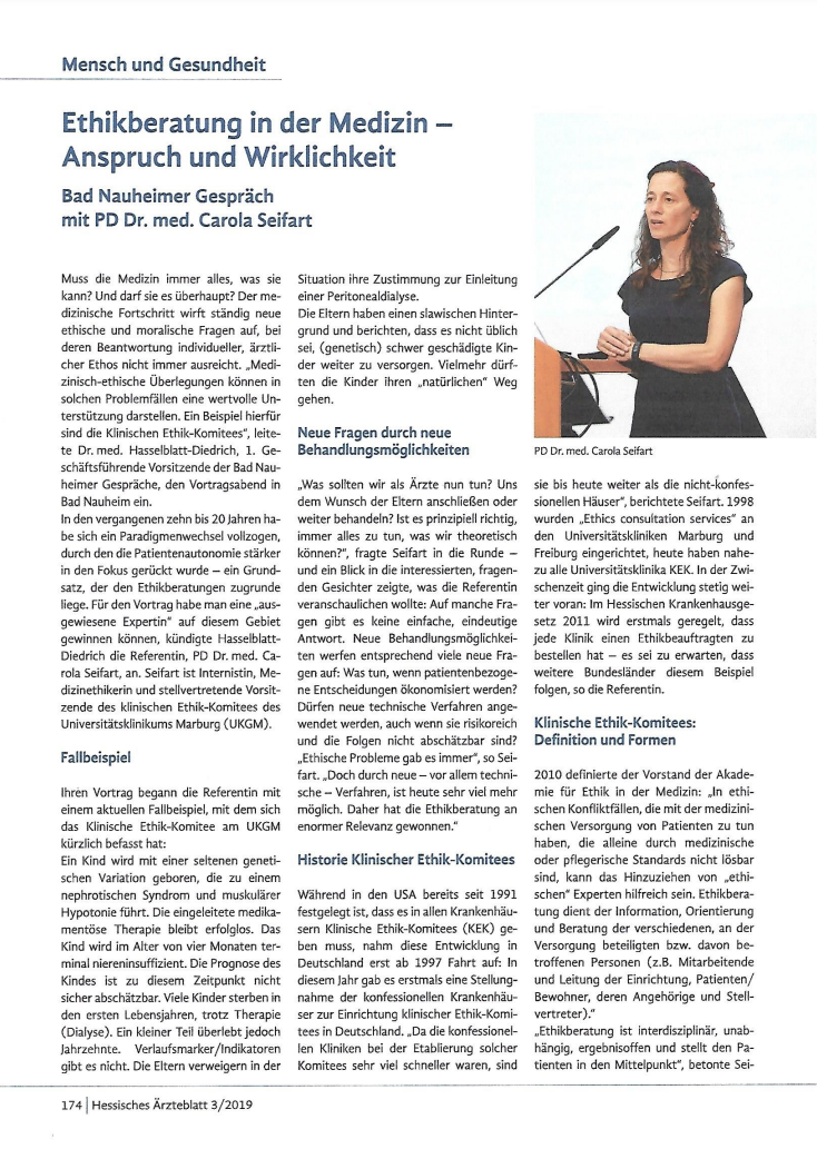 Ethikberatung in der Medizin – Anspruch und Wirklichkeit