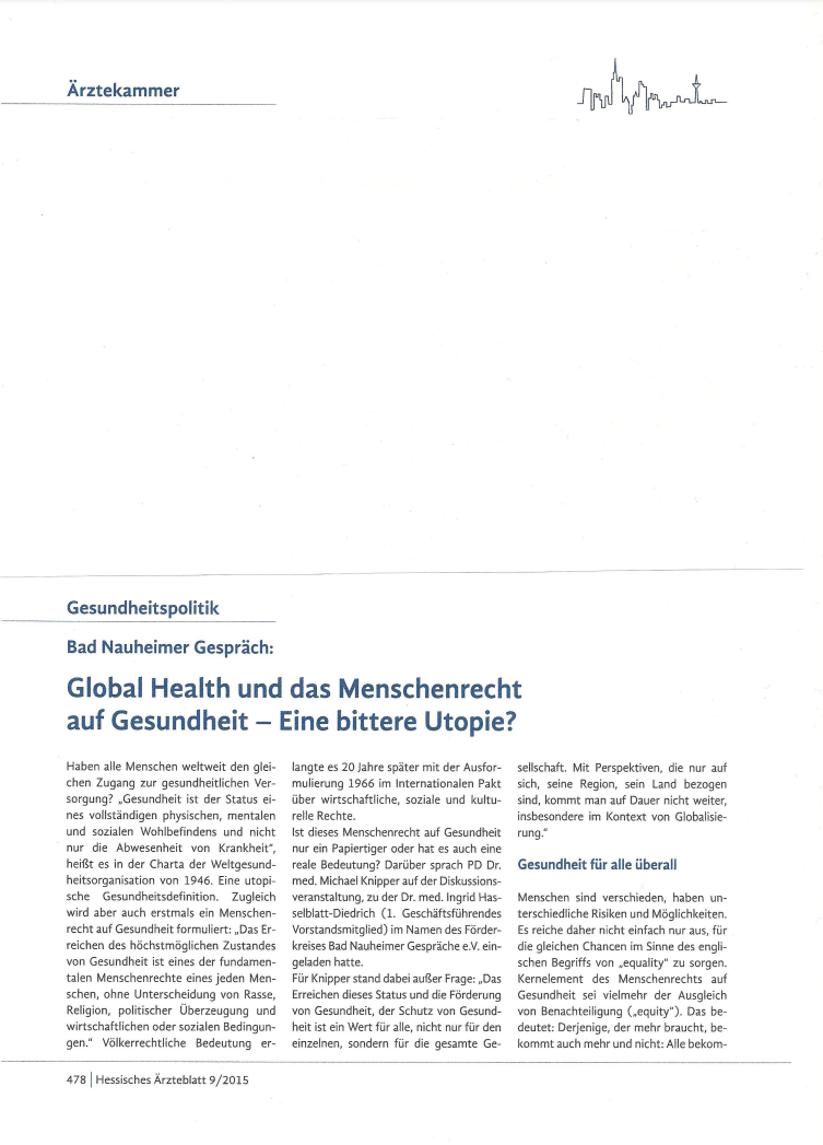 Global Health und das Menschenrecht auf Gesundheit: Eine bittere Utopie?
