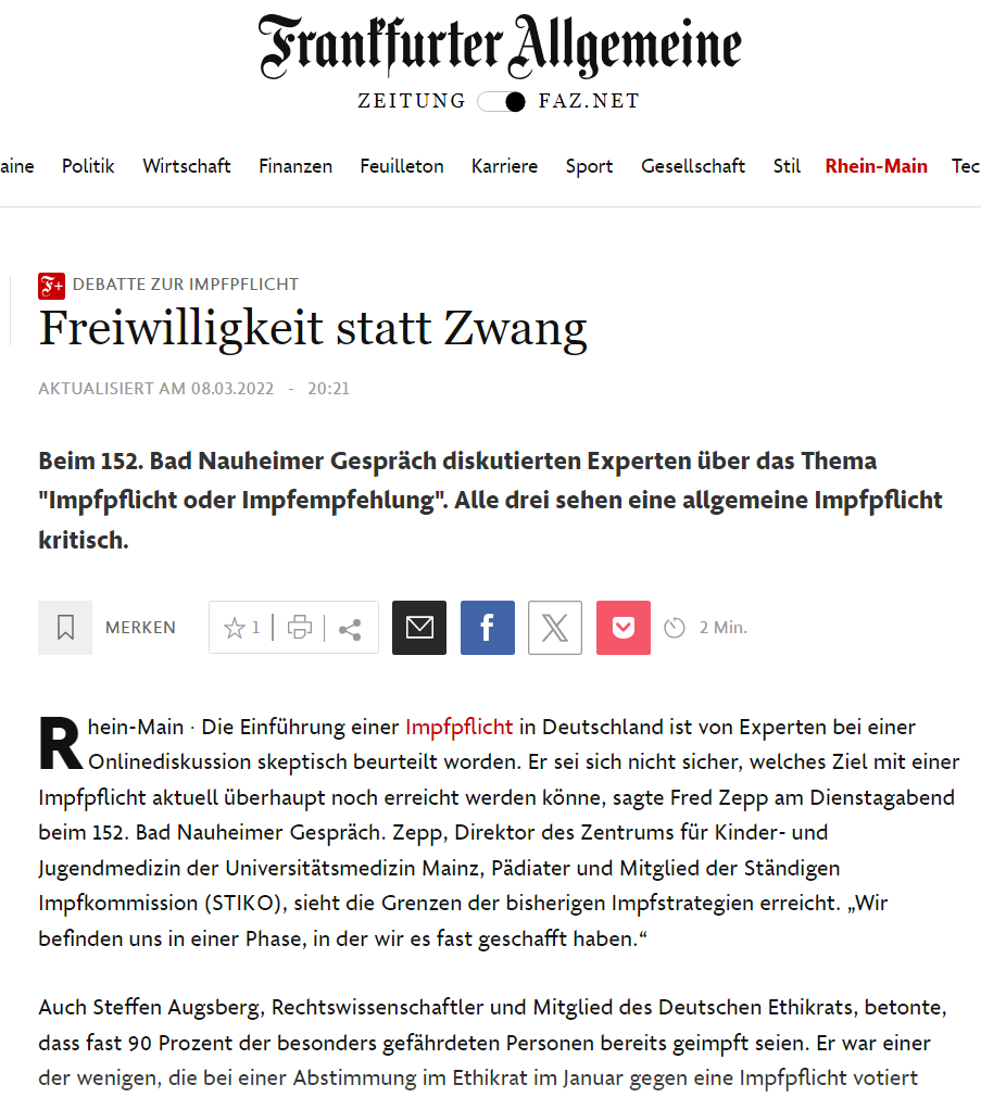 Freiwilligkeit statt Zwang