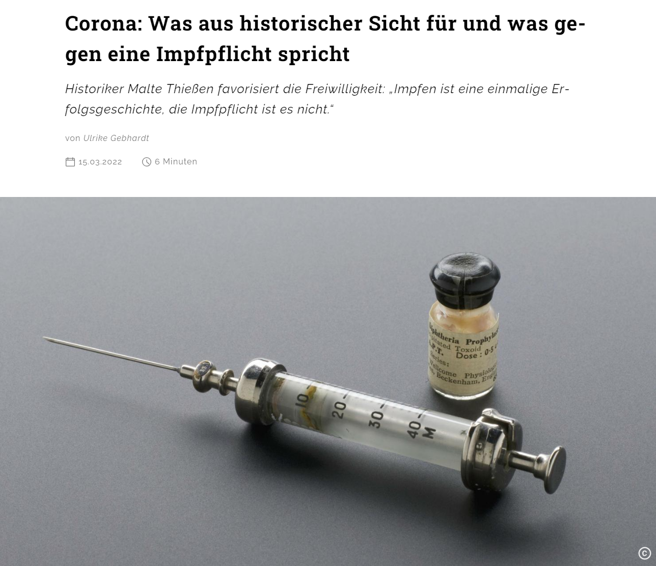 Corona: Was aus historischer Sicht für und was gegen eine Impfpflicht spricht