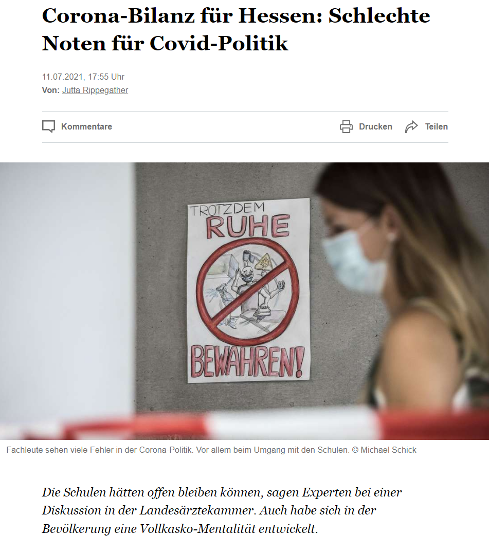 Corona-Bilanz für Hessen: Schlechte Noten für Covid-Politik